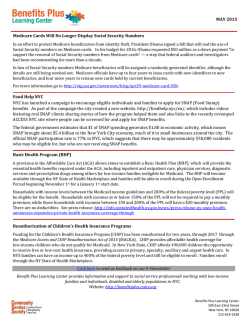 MAY 2015 Medicare Cards Will No Longer Display