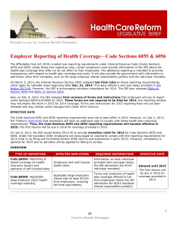 Employer Reporting of Health CoverageâCode Sections 6055 & 6056