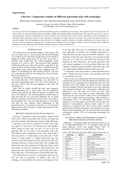 Comparative studies on different generation solar cells