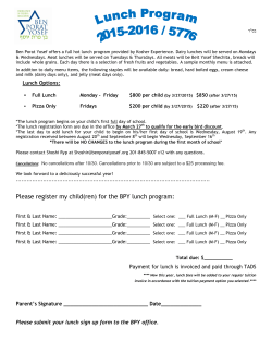 Lunch Program Form 15-16