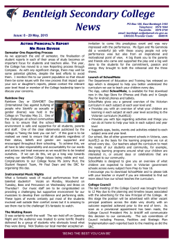 Issue 8 - May 2015 - Bentleigh Secondary College