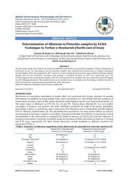 Determination of Aflatoxin in Pistachio samples by ELISA Technique
