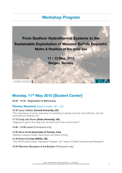 Workshop Program - From Seafloor Hydrothermal Systems to the