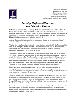 April 16 â Berkeley Playhouse Welcomes New Education Director