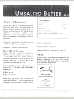 Unsalted Butter .82% - Berkshire Dairy and Food Products