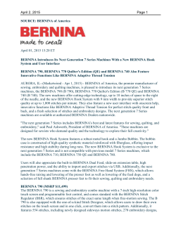 April 2, 2015 Page 1 SOURCE: BERNINA of America April 01, 2015
