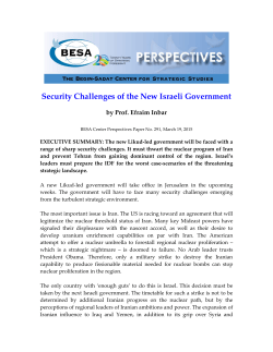 Security Challenges of the New Israeli Government - Begin
