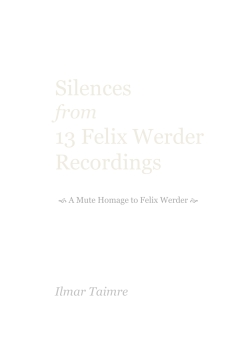 Silences 13 Felix Werder Recordings