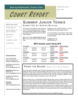 COURT REPORT - Boeing Employee`s Tennis Club