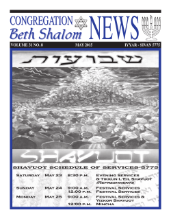 Monthly Newsletter - Cong. Beth Shalom of Coconut Creek