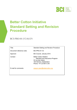 Better Cotton Initiative Standard Setting and Revision Procedure
