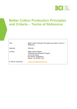 Better Cotton Production Principles and Criteria â Terms of Reference