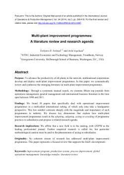Multi-plant improvement programmes: A literature review and