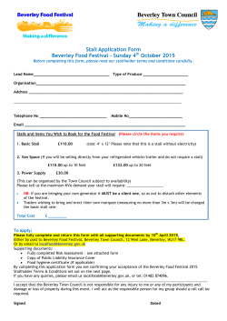 Stall Application Form Beverley Food Festival