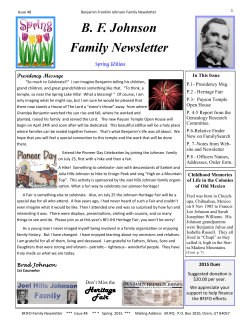 B. F. Johnson Family Newsletter