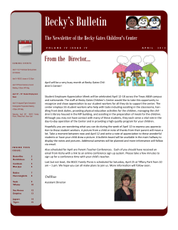 April 2015 Newsletter - Becky Gates Children`s Center