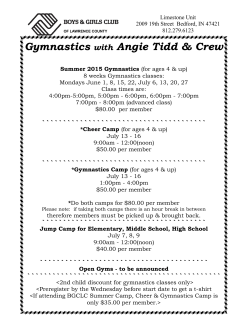 Summer Gymnastics Classes & Camp with Angie Tidd & crew