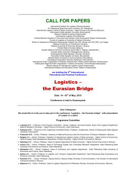 CALL FOR PAPERS Logistics â the Eurasian Bridge