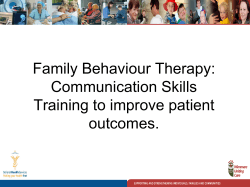 Family Behaviour Therapy: Communication Skills Training to