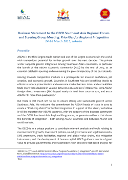 Business Statement to the OECD Southeast Asia Regional Forum and