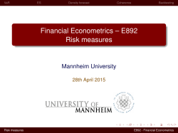 Financial Econometrics â E892 Risk measures