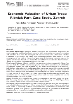 Economic Valuation of Urban Trees: Ribnjak Park Case Study, Zagreb
