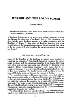 WORSHIP AND THE LORD`S SUPPER