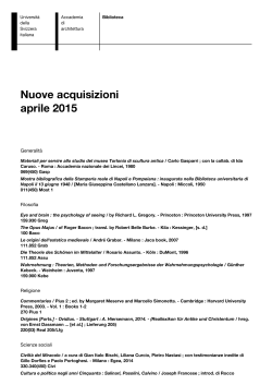 Nuove acquisizioni aprile 2015 - Biblioteca dell`Accademia di