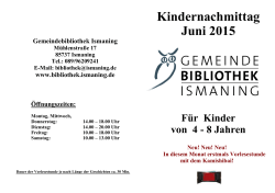 Kinderprogramm Juni 2015 - Gemeindebibliothek Ismaning