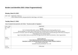 Borders and Identities 2015: Urban Fragmentation(s)