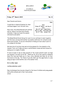 Family Newsletter 27th March 2015
