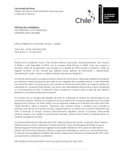 Comunicado de Prensa PabellÃ³n de Chile en la 56a ExhibiciÃ³n
