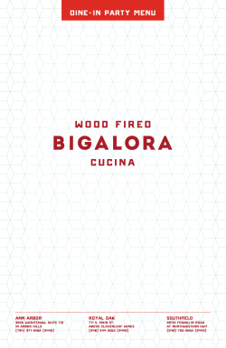 Dine-in party menu - Bigalora Wood Fired Cucina