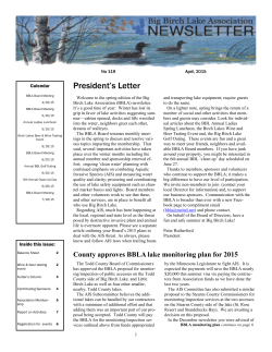 Apri 2015 Newsletter - Big Birch Lake Association
