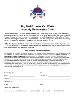 Print, fill out and bring in this Car Wash Membership Agreement Form