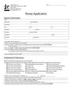 Nanny Application Form