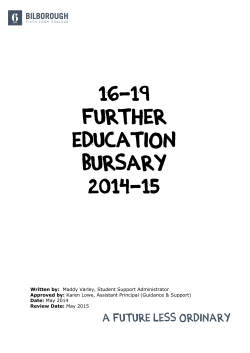 16-19 Further Education Bursary 2014-15