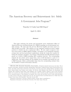 The American Recovery and Reinvestment Act: Solely A