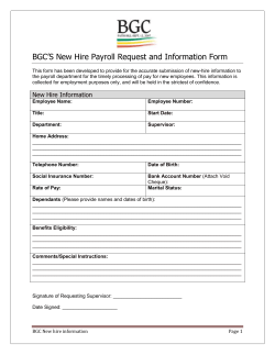 BGC`S New Hire Payroll Request and Information Form