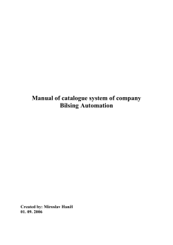 Manual of catalogue system of company Bilsing Automation