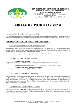 GRILLE DE PRIX 2012/2013
