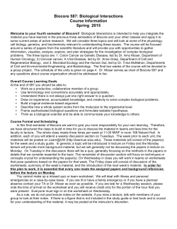 Biocore 587: Biological Interactions Course Information Spring 2015