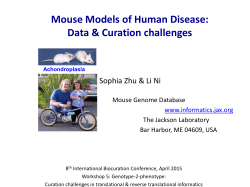 Mouse Models of Human Disease - 8th International Biocuration