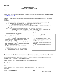 BioGrads Name E-mail address Award Request Form March 1, 2015