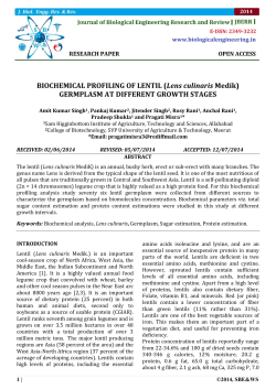 BIOCHEMICAL PROFILING OF LENTIL (Lens culinaris Medik