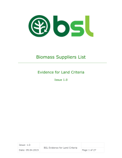 BSL Evidence for Land Criteria - Biomass Suppliers List