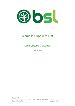 BSL Land Criteria Guidance - Biomass Suppliers List