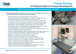 Freeze Drying: - The Biopharma Group