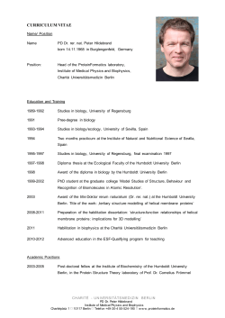 CV Peter Hildebrand 2015 04 16 - Institut fÃ¼r Medizinische Physik