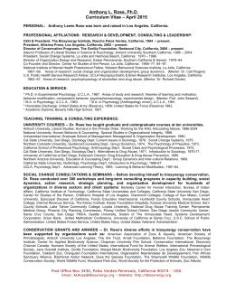 Anthony Rose CV - The Biosynergy Institute